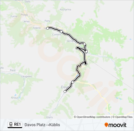 RE1 train Line Map