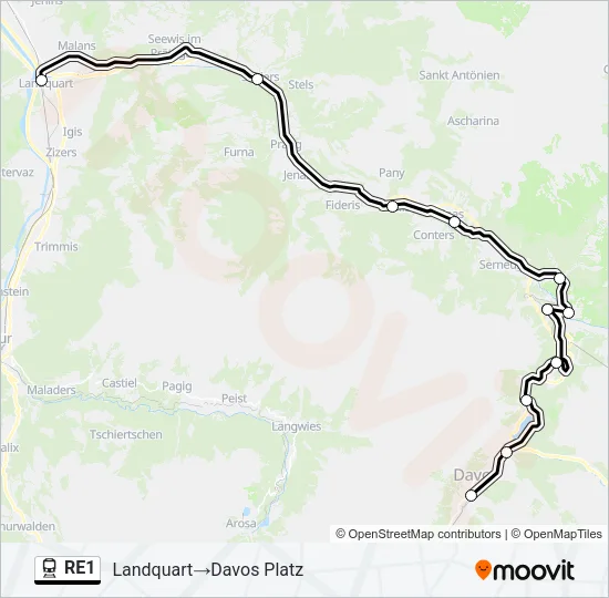 RE1 Train Line Map