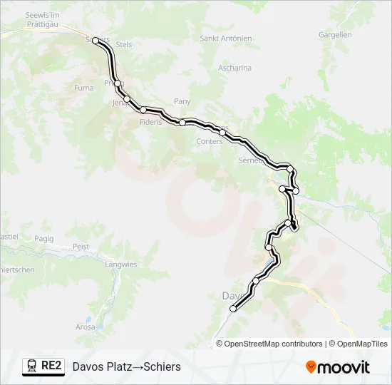 Plan de la ligne RE2 de train