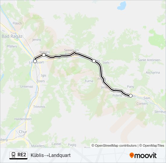 RE2 Train Line Map