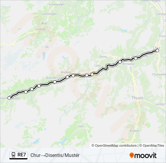 Plan de la ligne RE7 de train