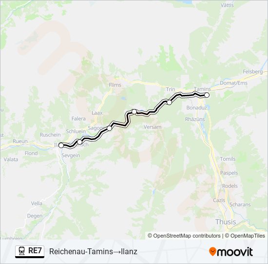 RE7 train Line Map