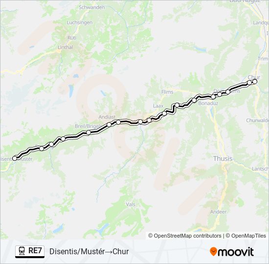 Plan de la ligne RE7 de train