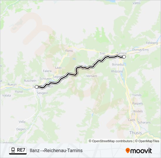 RE7 Train Line Map