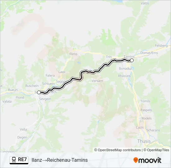 RE7 Train Line Map