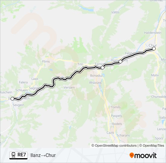 Plan de la ligne RE7 de train