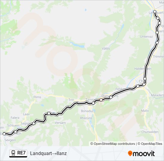 RE7 train Line Map