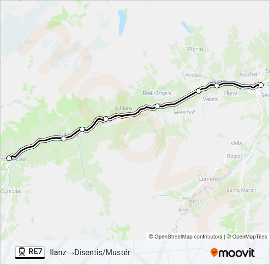 RE7 Train Line Map
