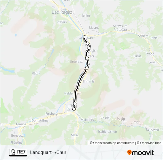 Plan de la ligne RE7 de train