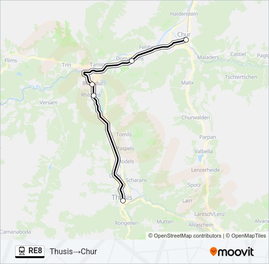 RE8 Train Line Map