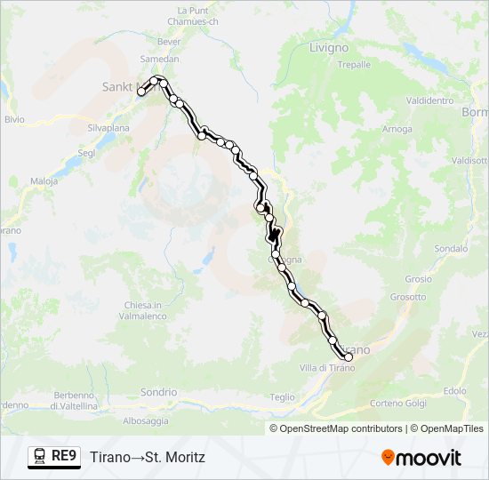 Plan de la ligne RE9 de train