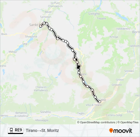 Plan de la ligne RE9 de train