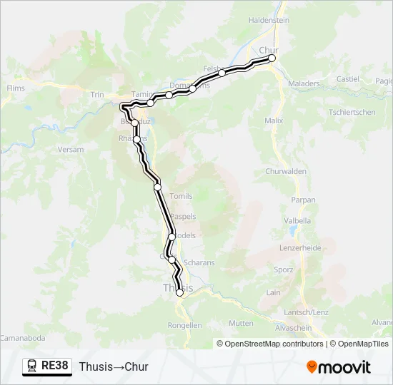 RE38 Train Line Map