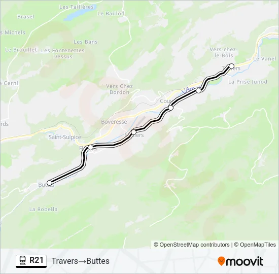 Plan de la ligne R21 de train