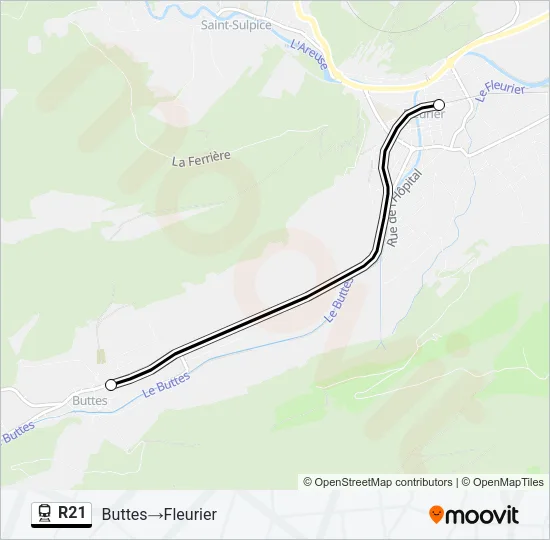Plan de la ligne R21 de train