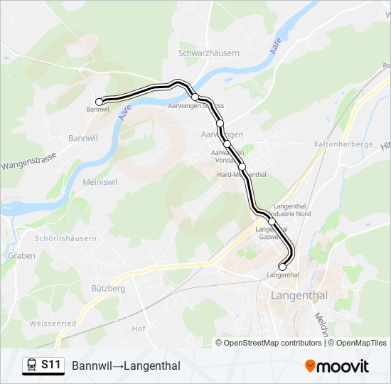 Plan de la ligne S11 de train