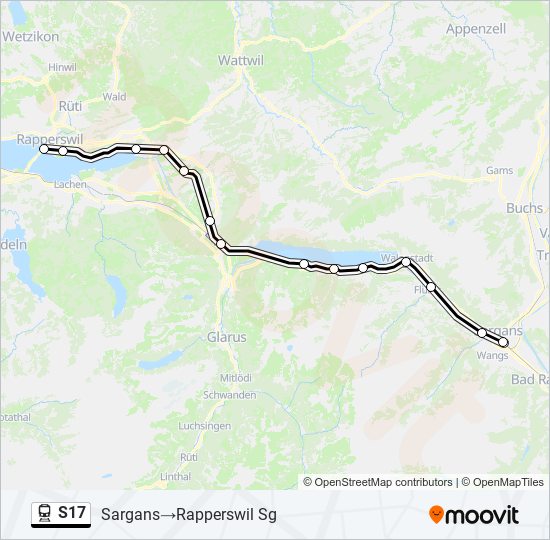 Plan de la ligne S17 de train