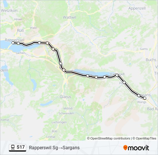 Plan de la ligne S17 de train