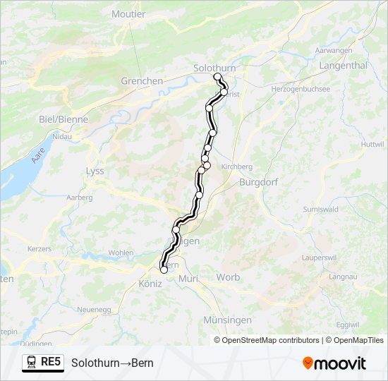 Plan de la ligne RE5 de train