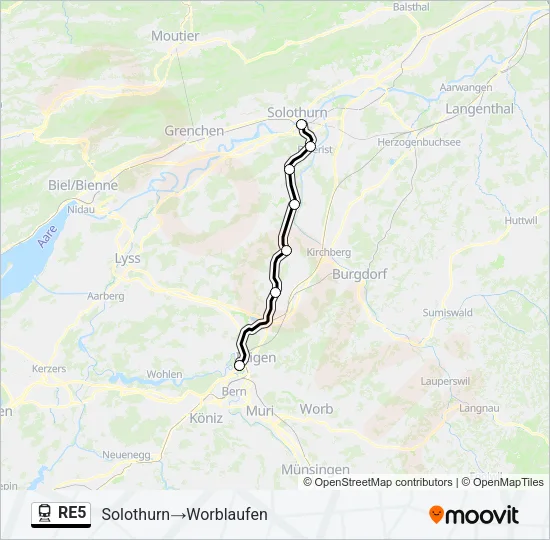 Plan de la ligne RE5 de train