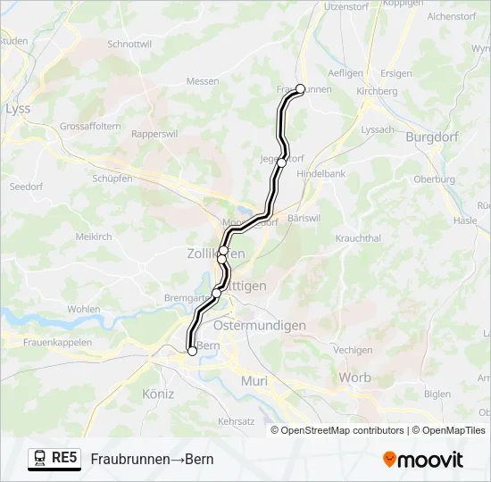 Plan de la ligne RE5 de train