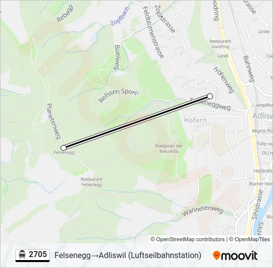 Plan de la ligne 2705 de téléphérique