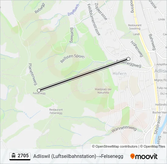 Plan de la ligne 2705 de téléphérique
