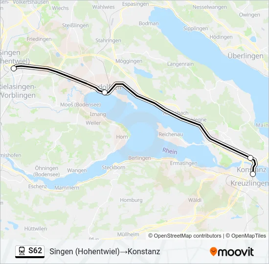 Plan de la ligne S62 de train