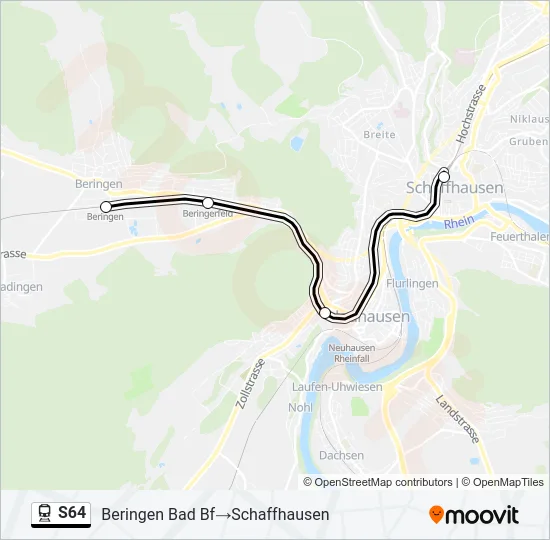 Plan de la ligne S64 de train