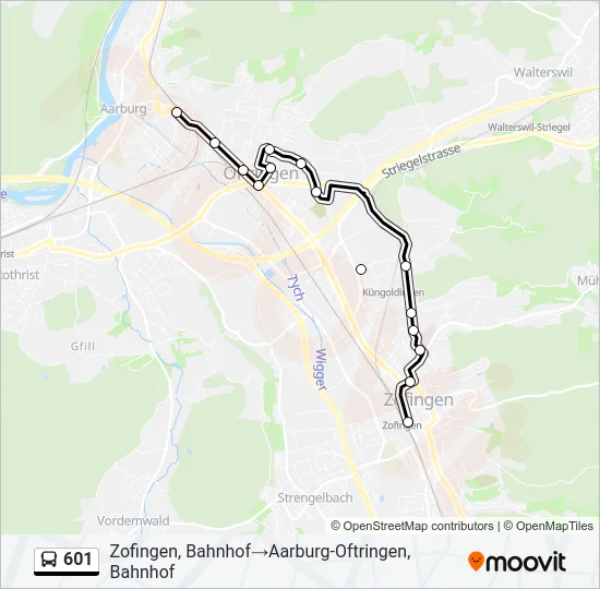 601 Bus Line Map
