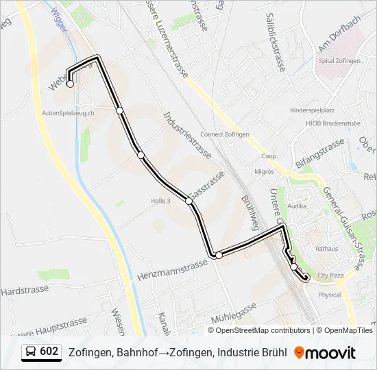 Plan de la ligne 602 de bus