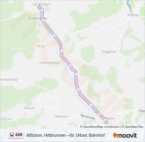 608 Bus Line Map