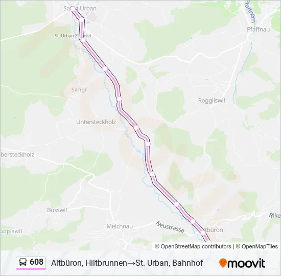 608 Bus Line Map