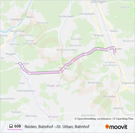 608 Bus Line Map
