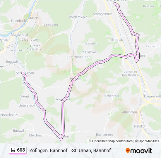 608 Bus Line Map