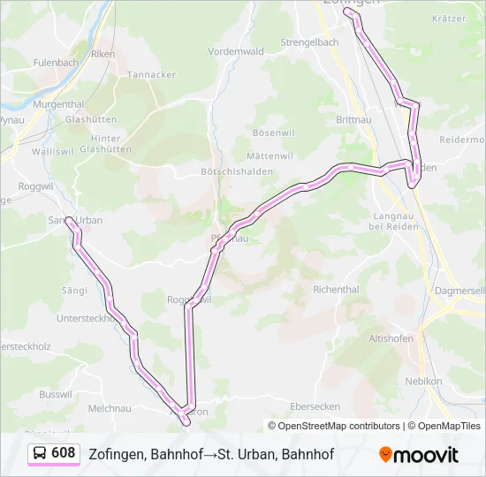 608 Bus Line Map