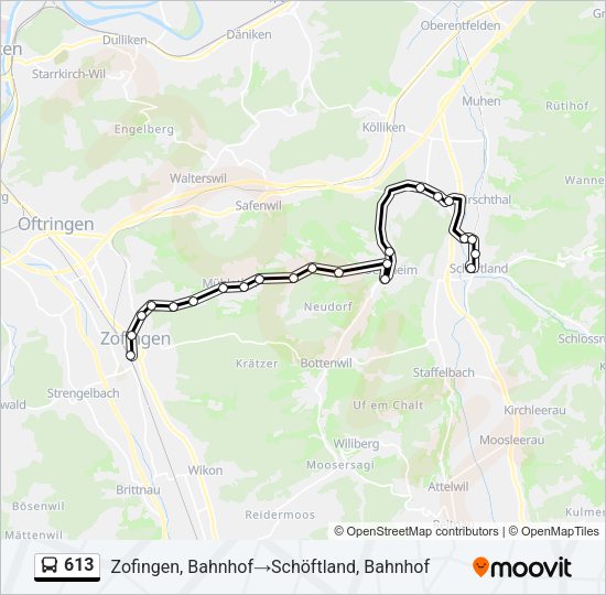 613 Bus Line Map