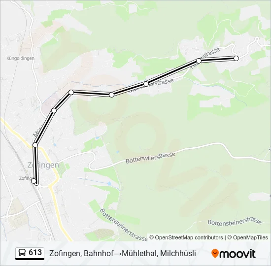 613 Bus Line Map