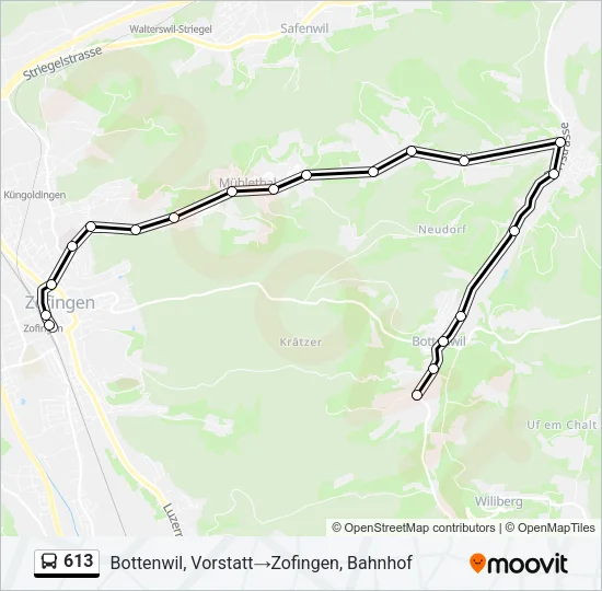 613 Bus Line Map