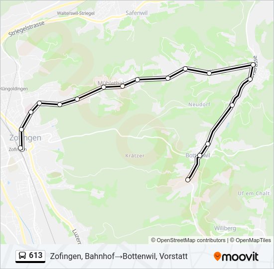 613 Bus Line Map
