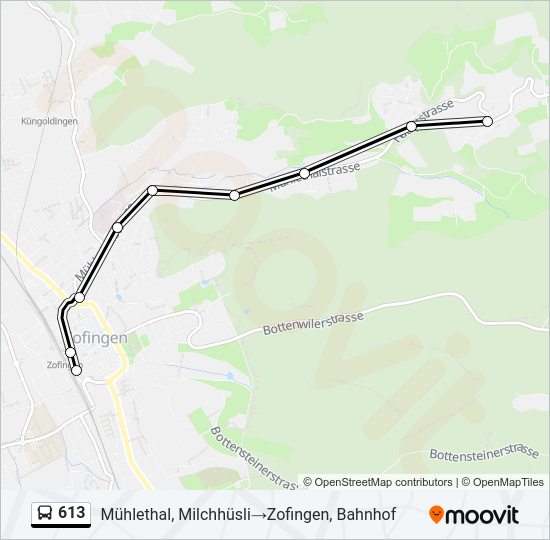 613 Bus Line Map