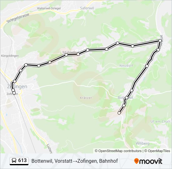 613 Bus Line Map