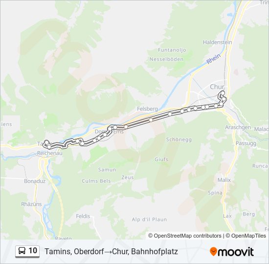 Plan de la ligne 10 de bus