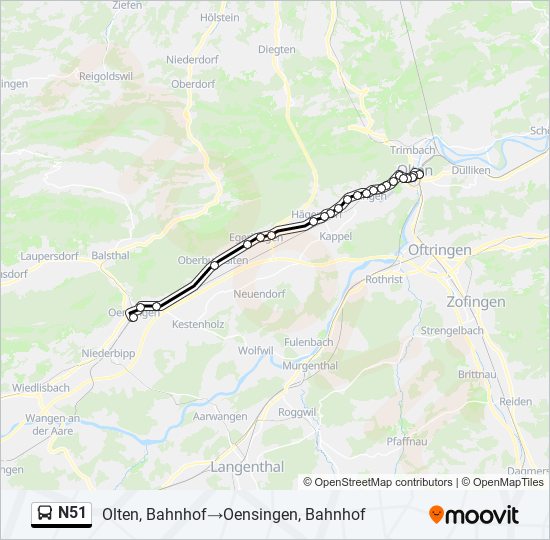N51 Bus Line Map