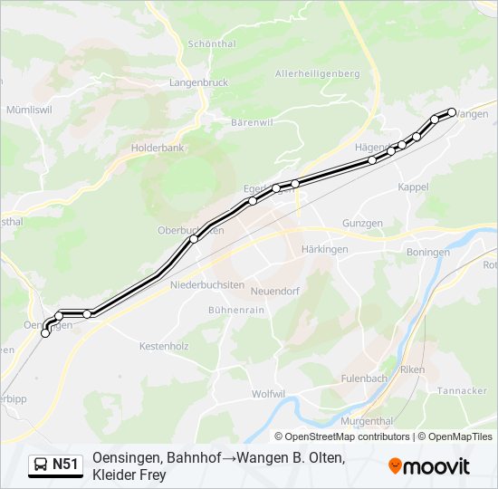 N51 Bus Line Map