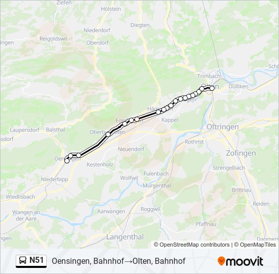 N51 Bus Line Map