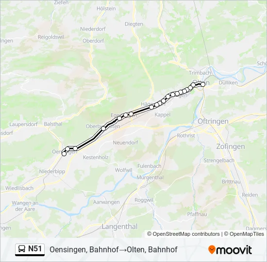 N51 Bus Line Map