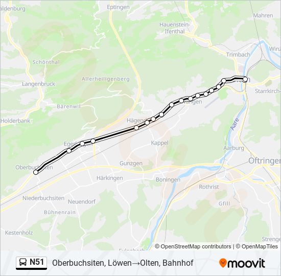 N51 Bus Line Map