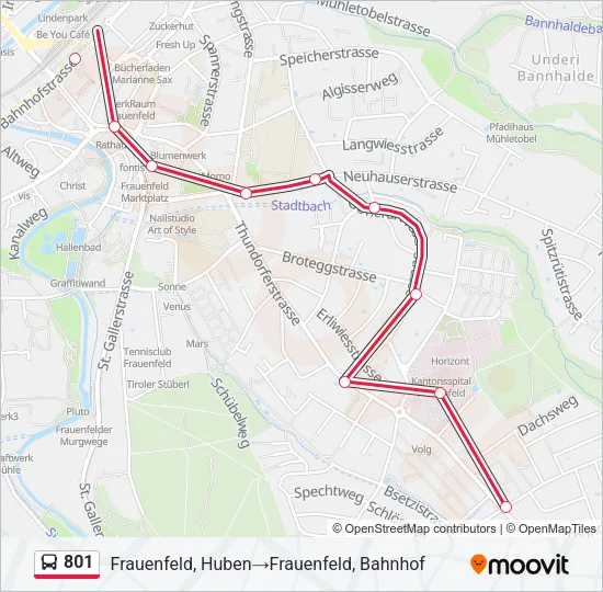 Plan de la ligne 801 de bus