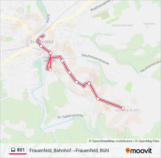 801 Bus Line Map